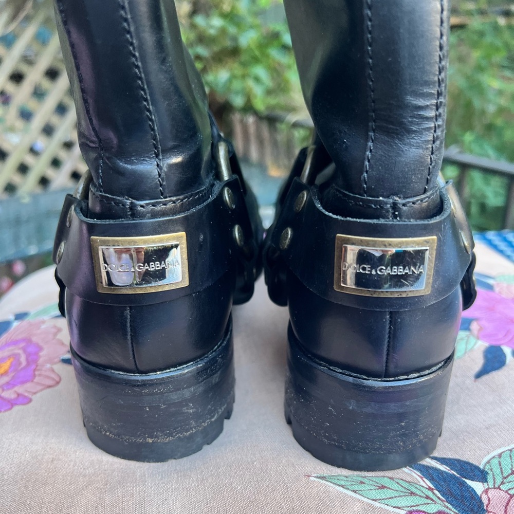 Dolce & Gabbana Made in Italy Black Leather Moto Boots Excellent Condition! - Picture 6 of 16